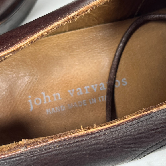 JOHN VARVATOS Shoes Mens 12 Leather Oxford Wingtip Derby Dress Burgundy Italy